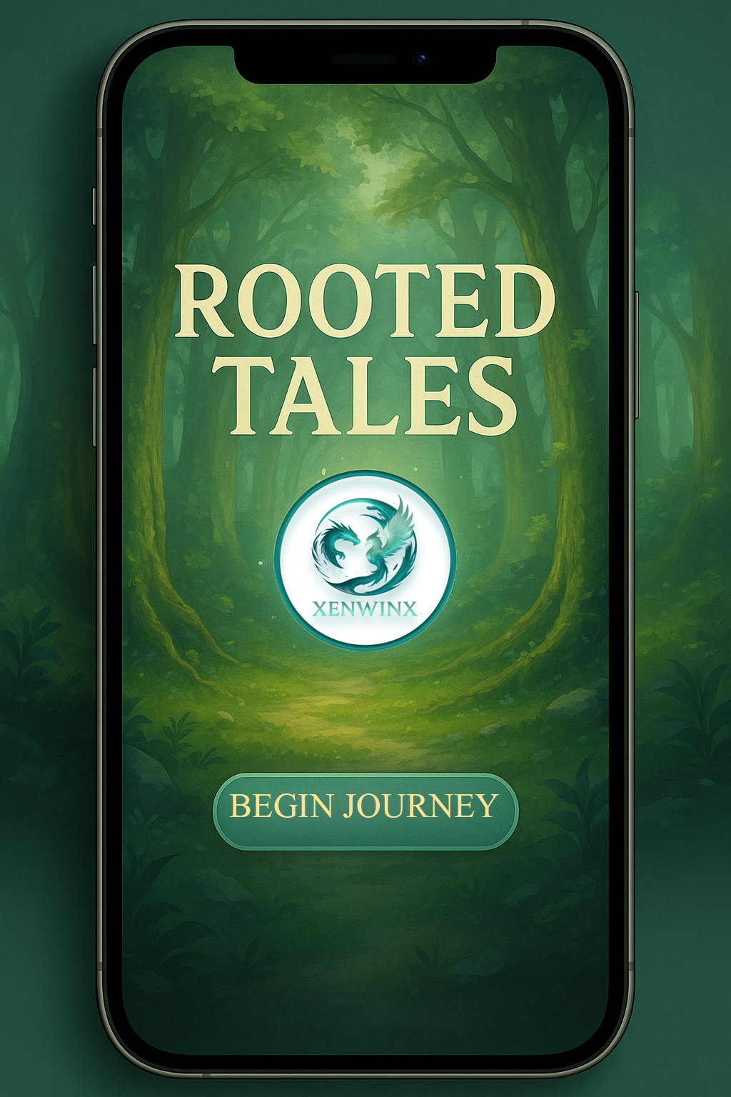 Rooted Tales app — Begin Journey screen